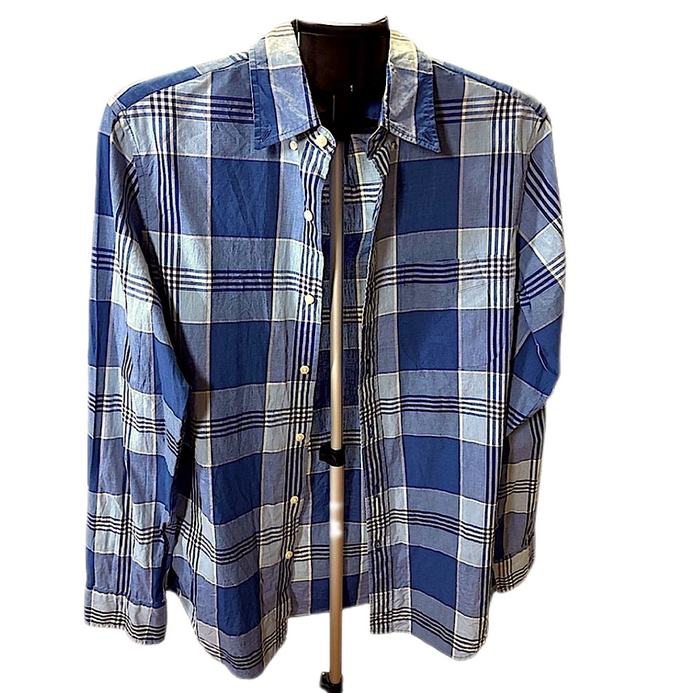 J. Crew Navy and Light Blue Checkered Shirt